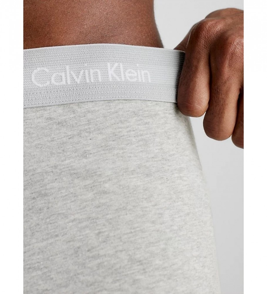 Cuecas Boxer Calvin Klein, Pacote com 3, Cinza, Algodão Stretch