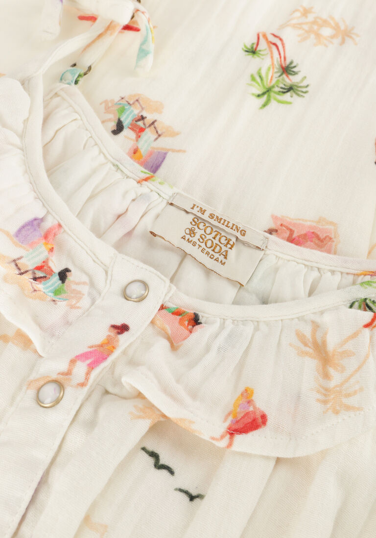 SCOTCH & SODA ecru scotch & soda jumpsuit all-over printed crinkle cotton all-in-one