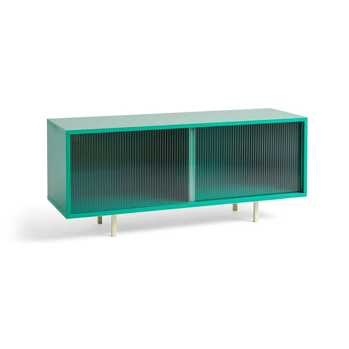 HAY - Colour Cabinet M mit Glastüren, 120 x 51 cm, dark mint (freistehend)