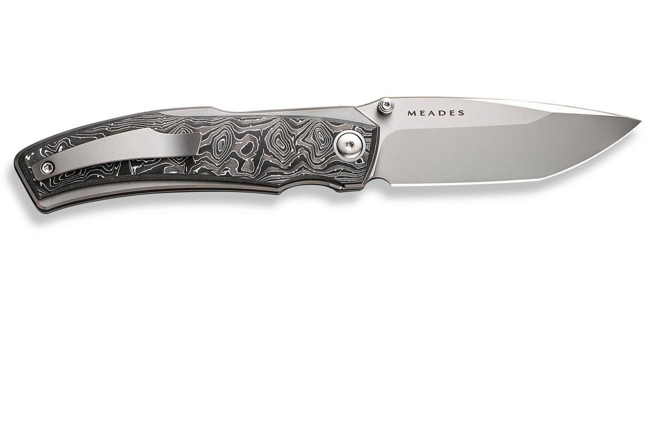 WE Knife Swordfin WE23067-3 Bead Blasted CPM 20CV, Aluminum Foil Carbon Fiber Gray Titanium zakmes, Thys Meades design