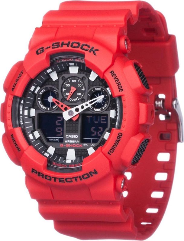 Casio G Shock GA 100B 4AER Herenhorloge 51 Rood