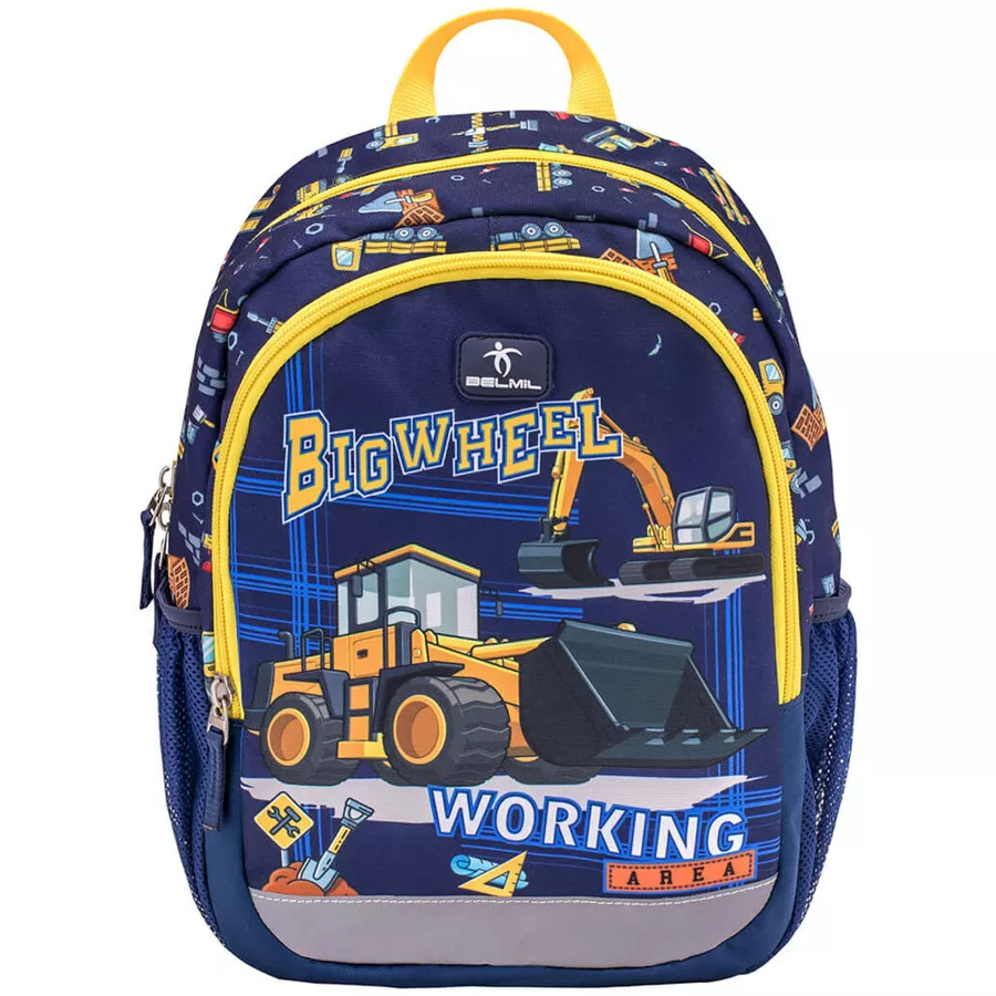 Belmil Kindergartenrucksack Kiddy Plus Kindergartenrucksack für 3-6 Jährige Kinder mit Brustgurt Big Wheel