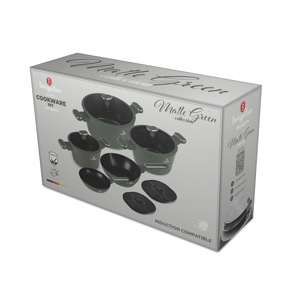 Berlinger Haus 10-teiliges Kochgeschirr-Set Matte Green Collection 2.0