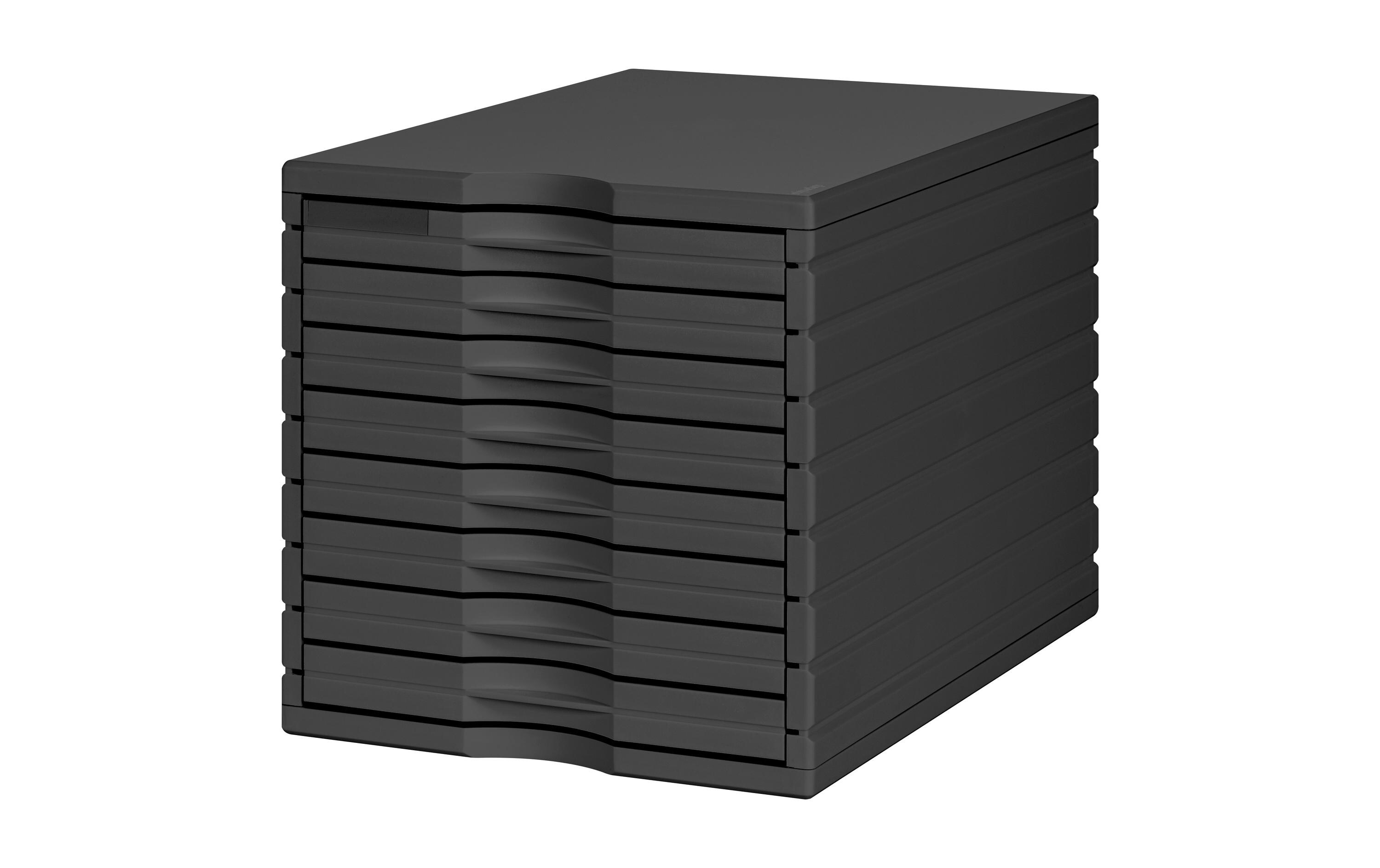 Schubladenbox Styrotop 8 Schubladen, Schwarz<br>Box mit Schubladen für Ihre Dokumente
