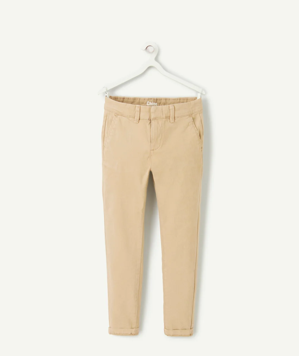 PANTALON CHINO GARÇON EN FIBRES RECYCLÉES BEIGE