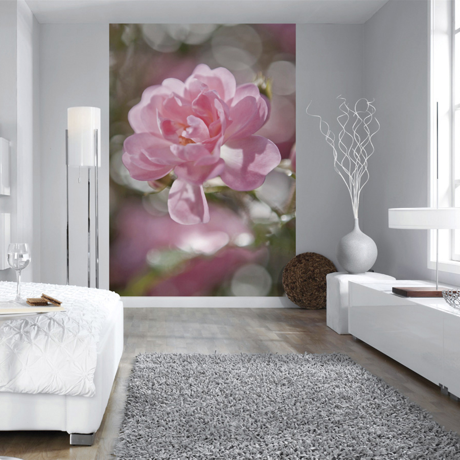 Papier-Fototapete BOUQUET - rose-weiß-grün - 184x254 cm