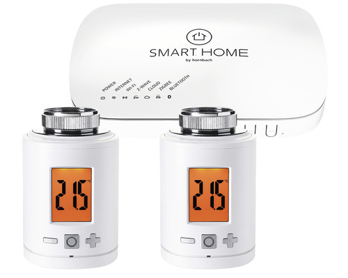 SMART HOME by hornbach Starterset Verwarming incl. Gateway en 2 Eurotronic Radiatorthermostaten