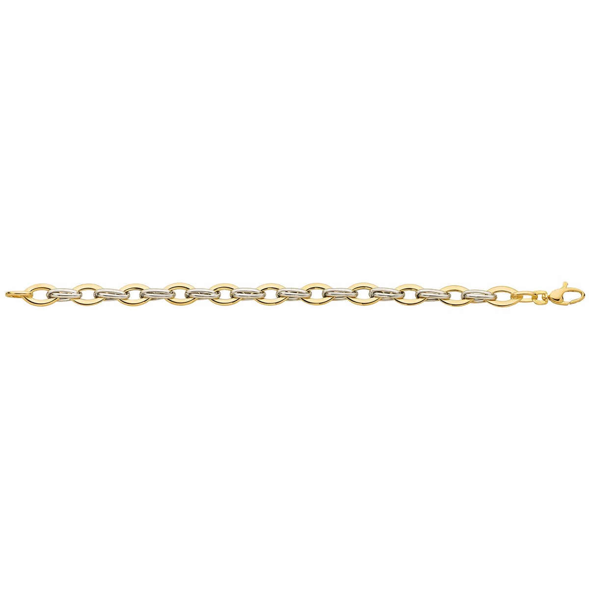 Bracelet maille double plate or 18 carats