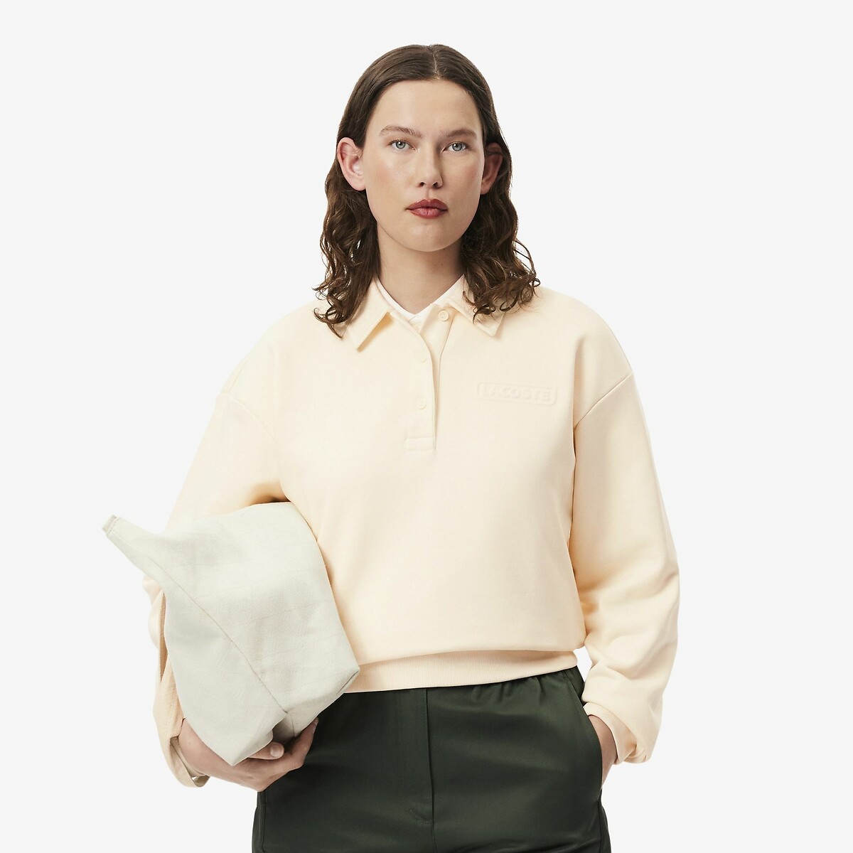 LACOSTE<br>Suéter de manga comprida com gola polo