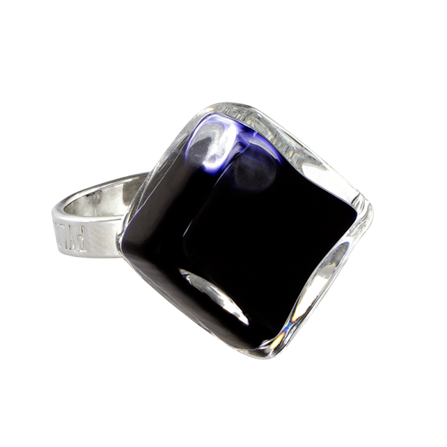 Bague en verre soufflé - Losange Nano Milk