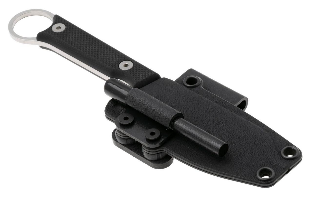 White River Firecraft 3.5 Pro, Stonewashed Magnacut, Black G10, survivalmes, Kydex schede met firesteel
