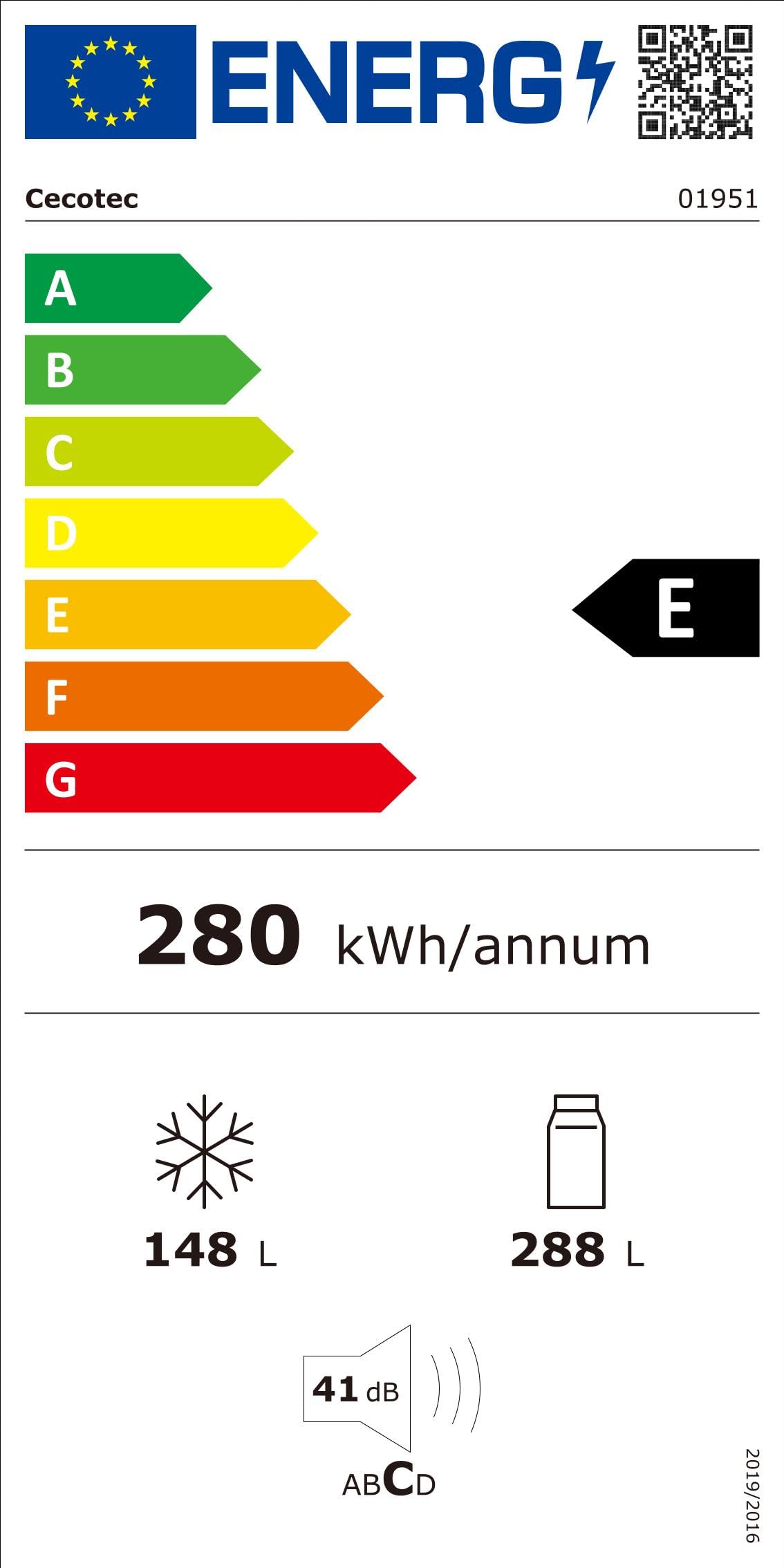 Cecotec Réfrigérateur Porte Française Inox 436L Bolero CoolMarket FD 436 Inox E, 183 x 83,6 cm, Basse Consommation, Compresseur Inverter Plus, Total N