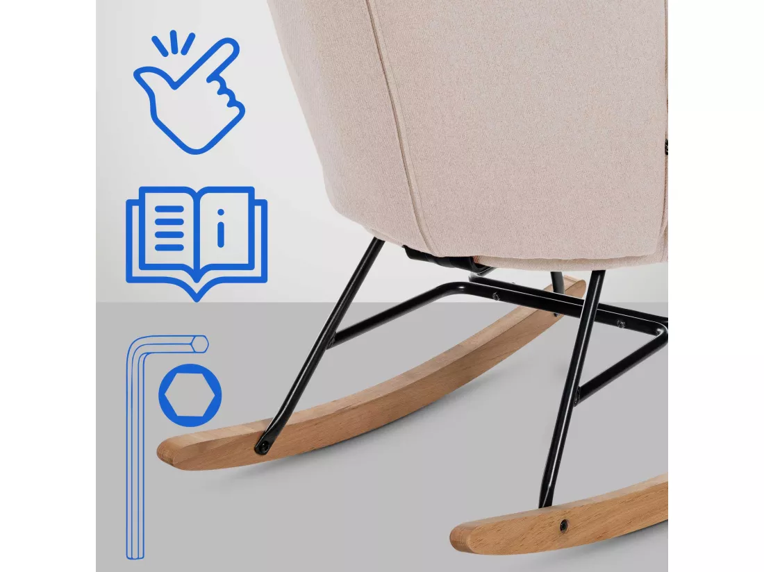 Chaise à bascule - Tissu & Métal - Crème - Sanka