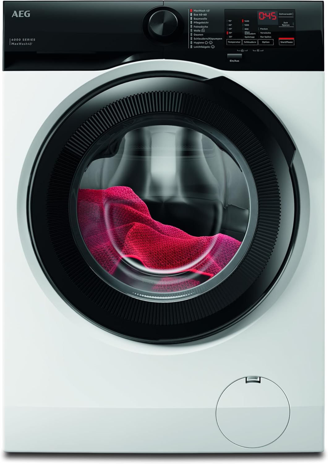 AEG Waschmaschine 8 kg, Serie 6000 ProSense: Mengenautomatik für automatische Anpassung von Waschdauer & Energieverbrauch, Startzeitvorwahl, Nachlegefunktion, Vollwasserschutz, 1400 U/min, L6R6AMZ48FL