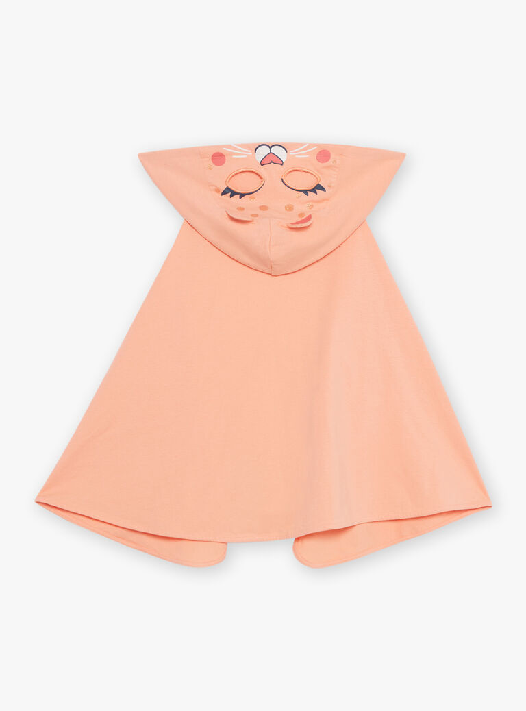 Pyjama deux pièces orange pâle en coton avec cape tête de panthère