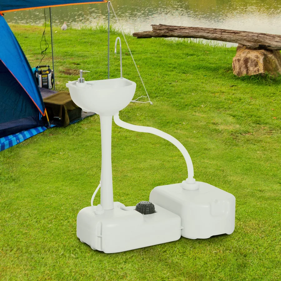 Outsunny Camping Waschbecken mit Abwassertank grau