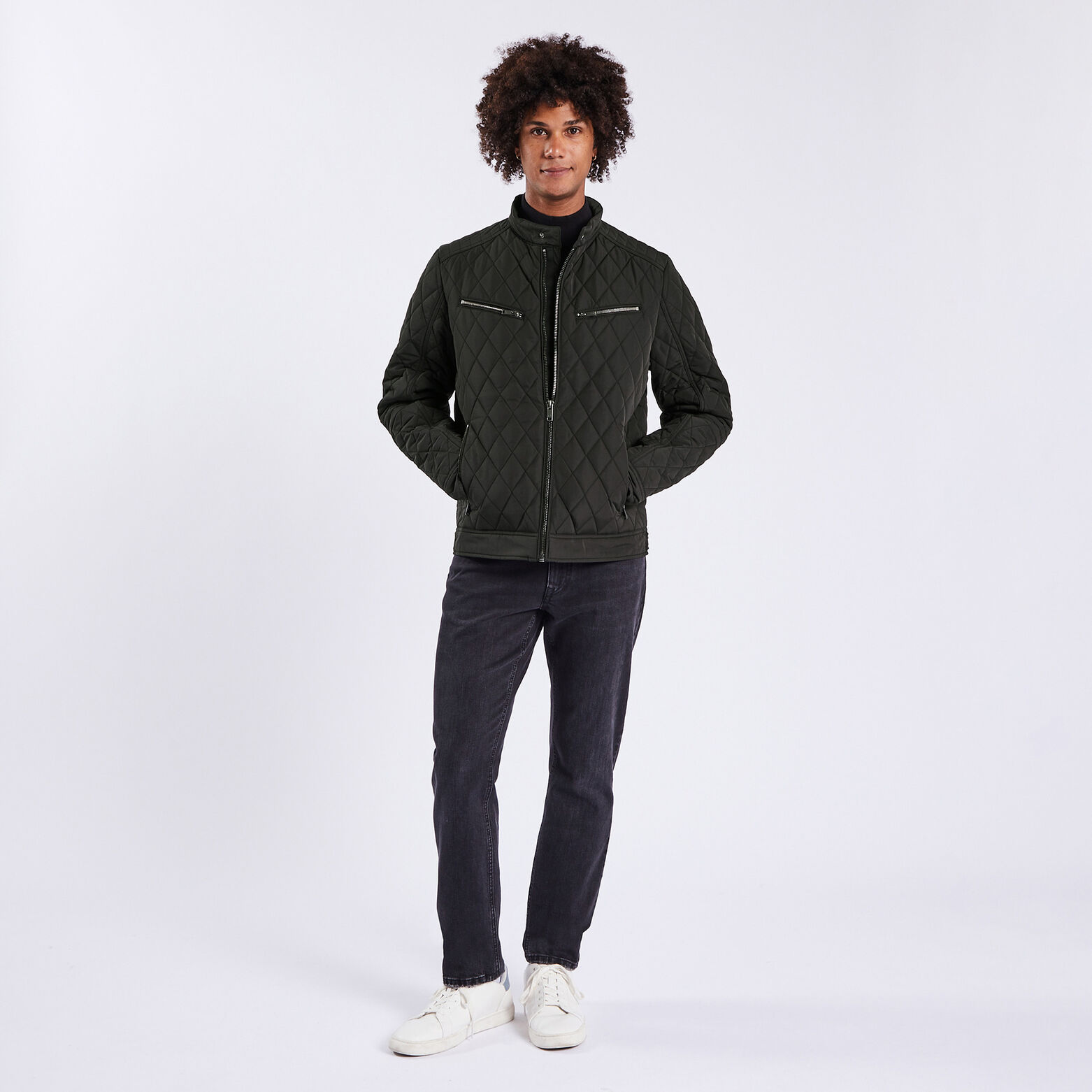 Blouson col biker Noir