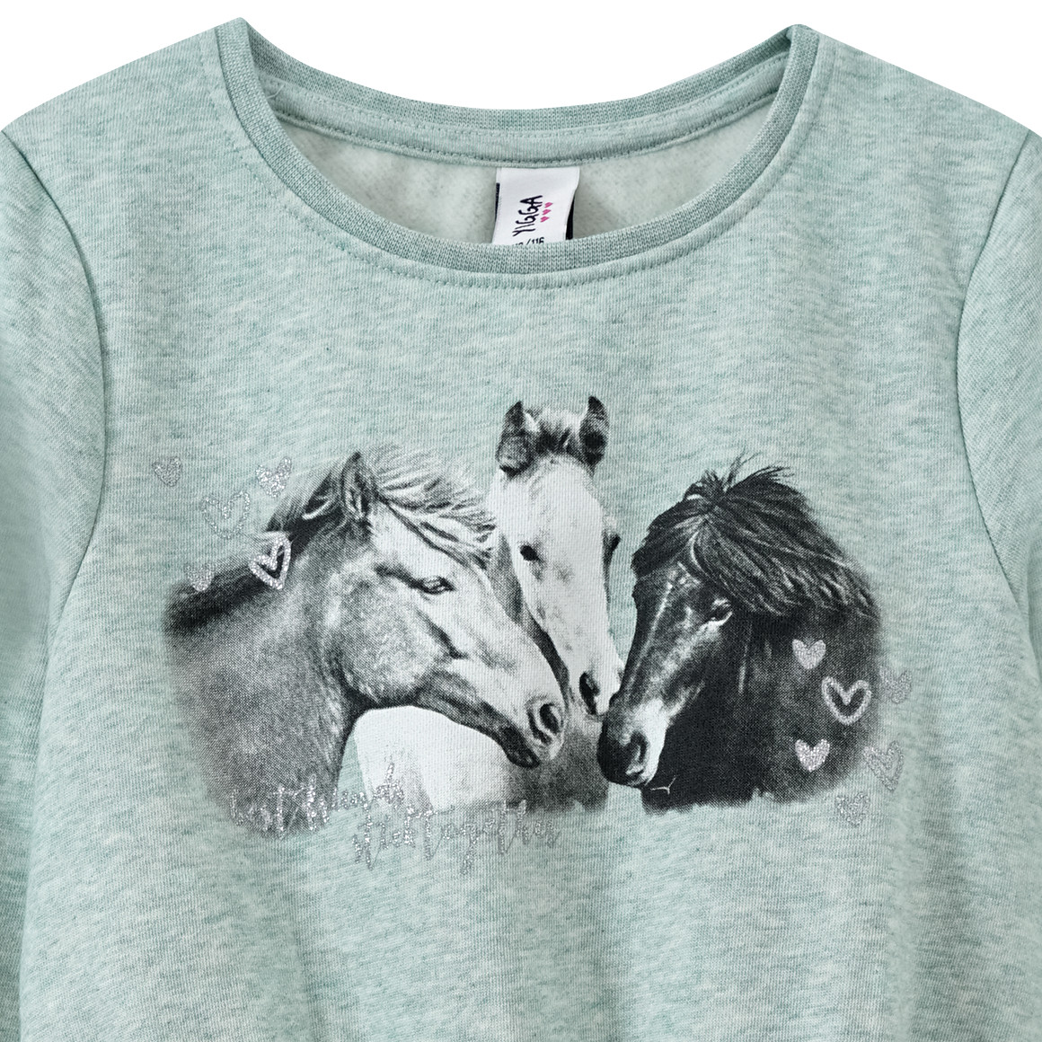 Yigga Mädchen Sweatkleid mit Pferde-Motiv salbei