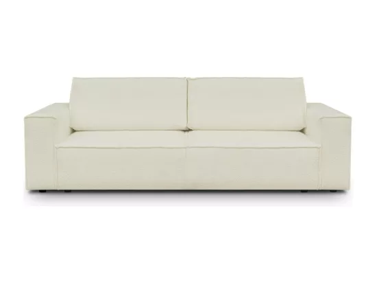 Canapé convertible 3 Places avec coffre de rangement en tissu bouclette écru - Harper
