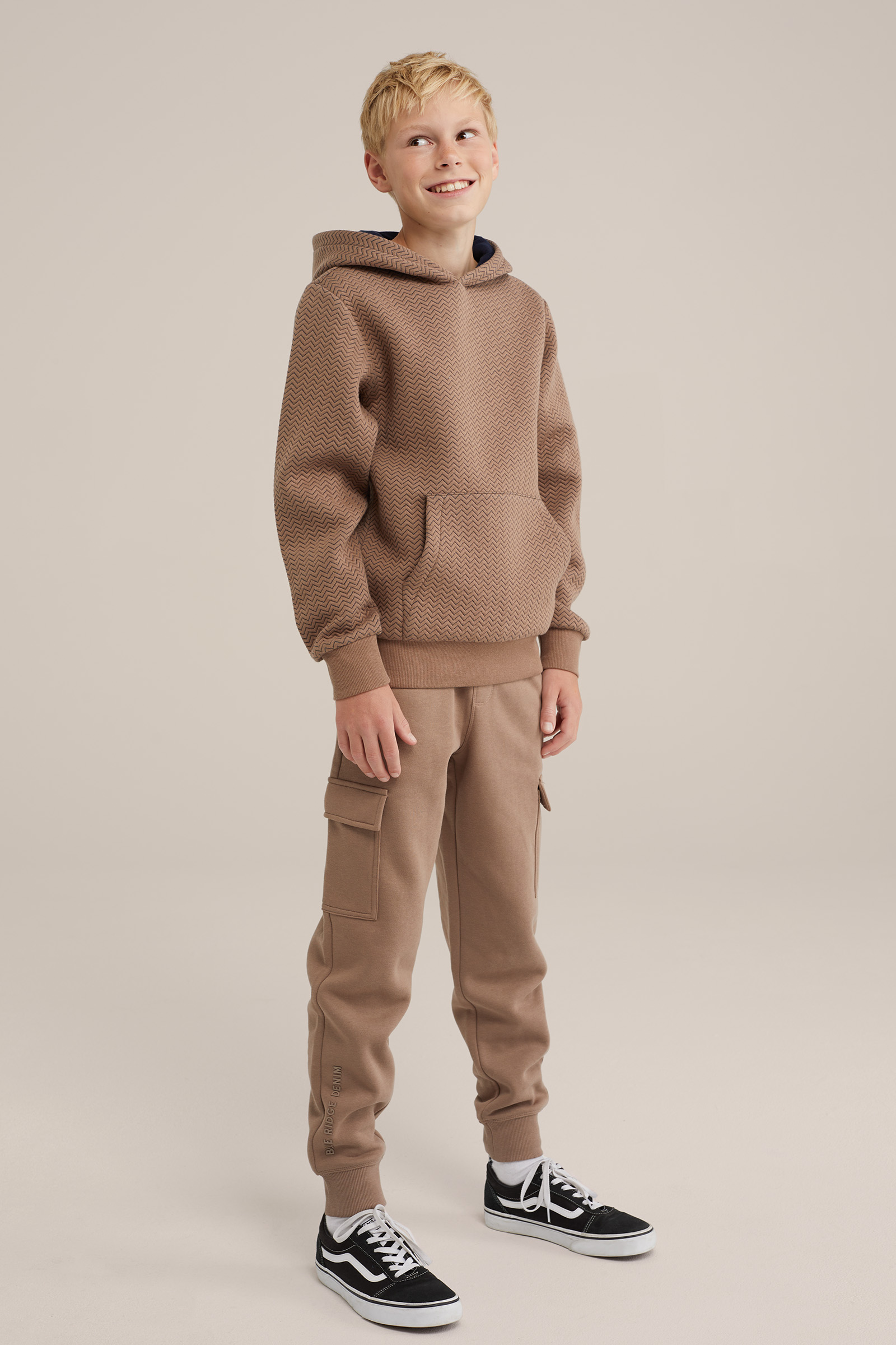 Jongens hoodie met dessin Blue Ridge Lichtbruin