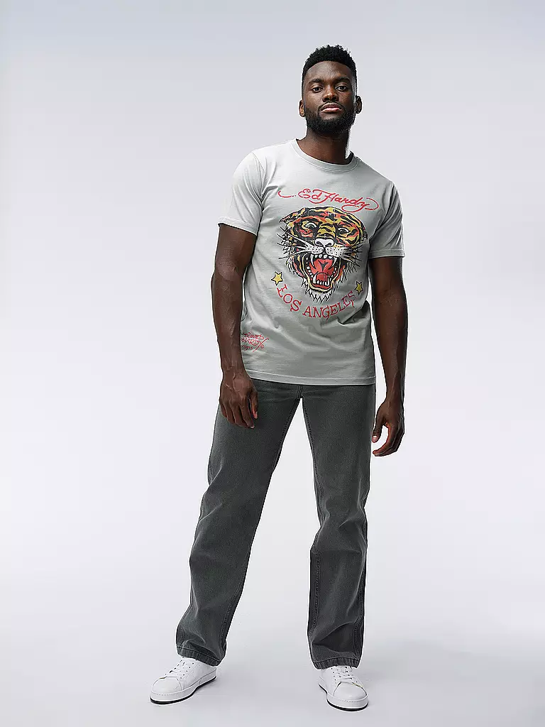 ED HARDY T-Shirt TIGER VINTAGE hellgrau
