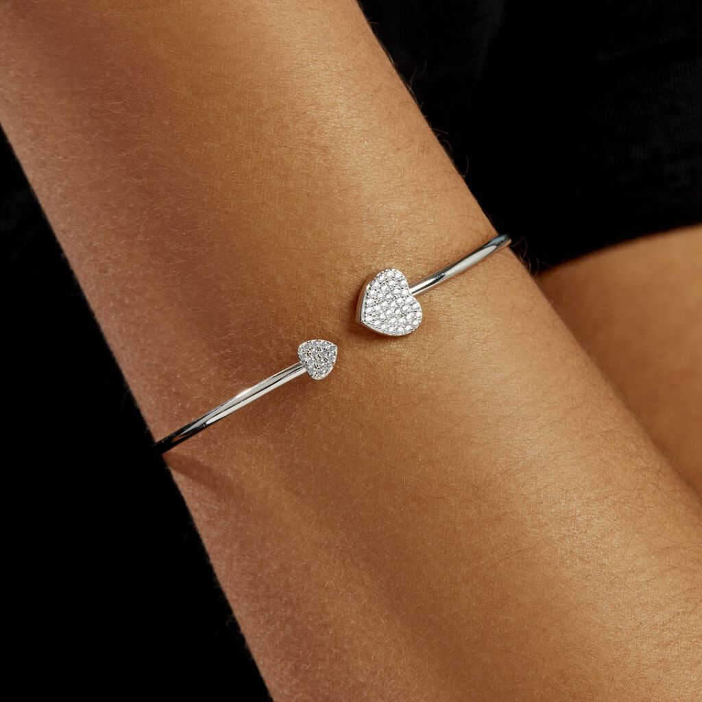Bracelet Jonc Domitylle Argent Blanc Oxyde De Zirconium