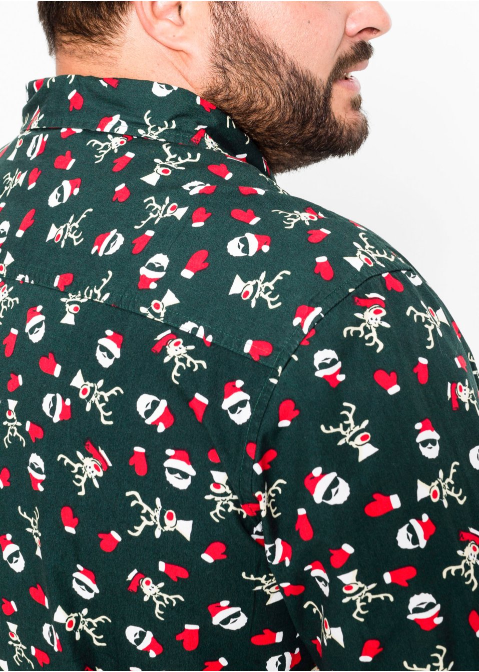 Chemise manches longues à imprimé Noël, Slim Fit
