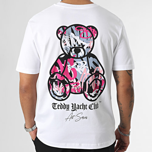 Tee Shirt Oversize Large Art Series Pink Blanc