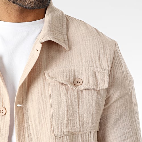 Chemise Manches Longues Beige