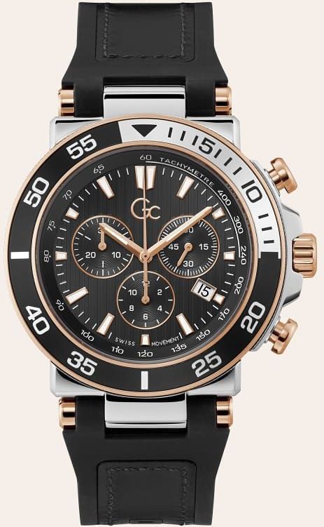 Gc - Chronograaf - Zwart - Leer - 44 mm - Waterbestendig 100 m