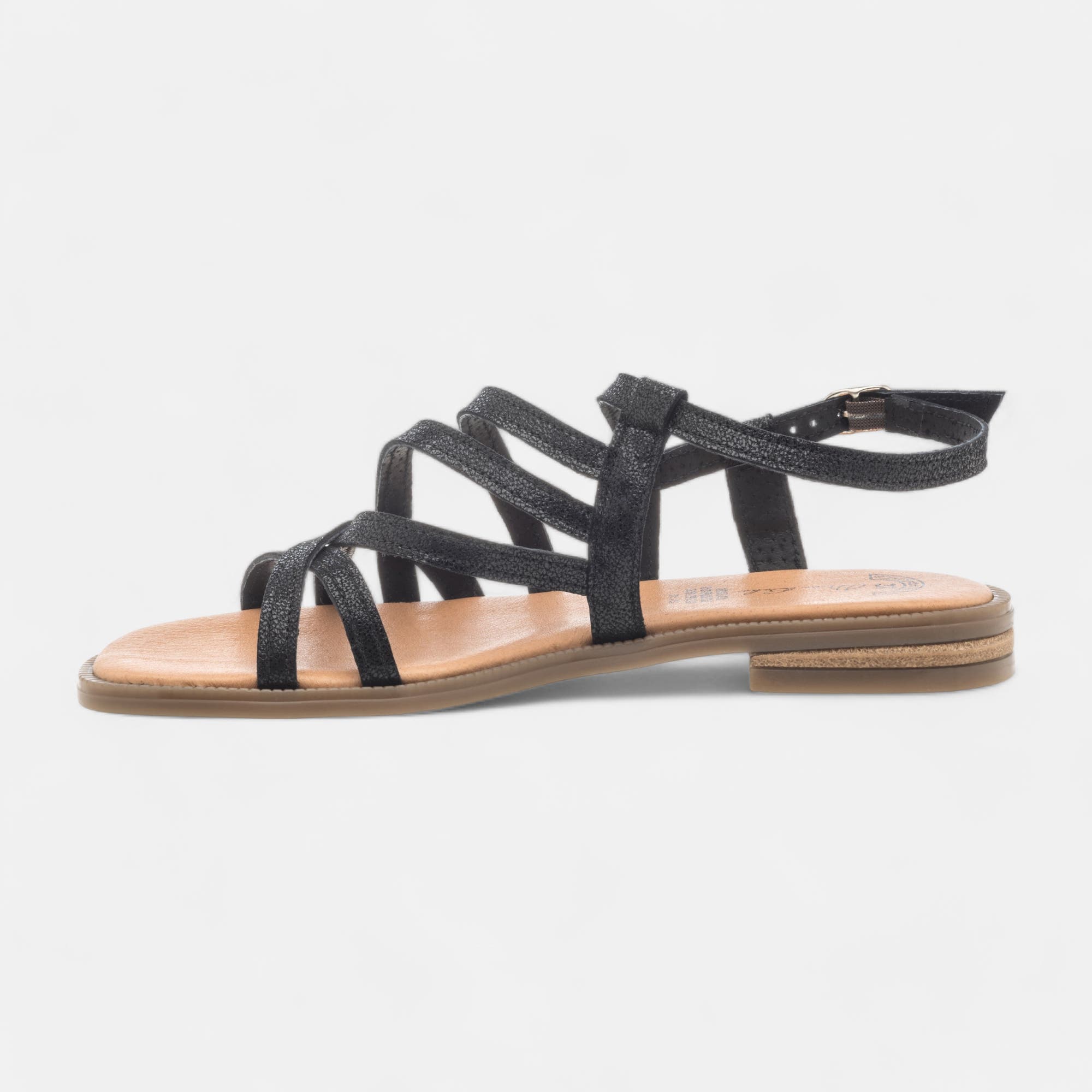 Nu-pieds Femme en cuir noir