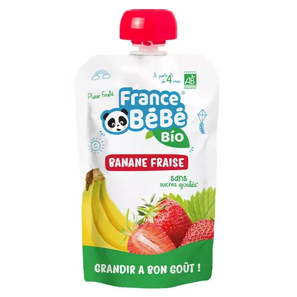 France Bébé Nutrition Bolsa Banana Morango +4m Bio 100g