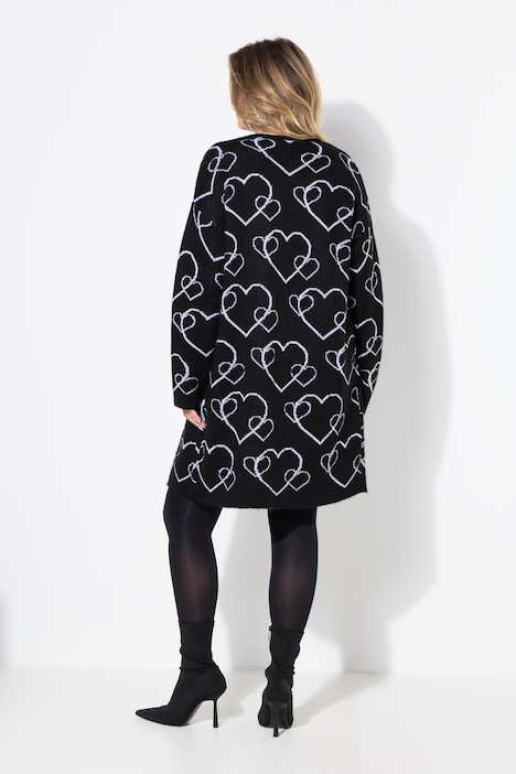 Strickjacke, Classic Fit, Herzmuster