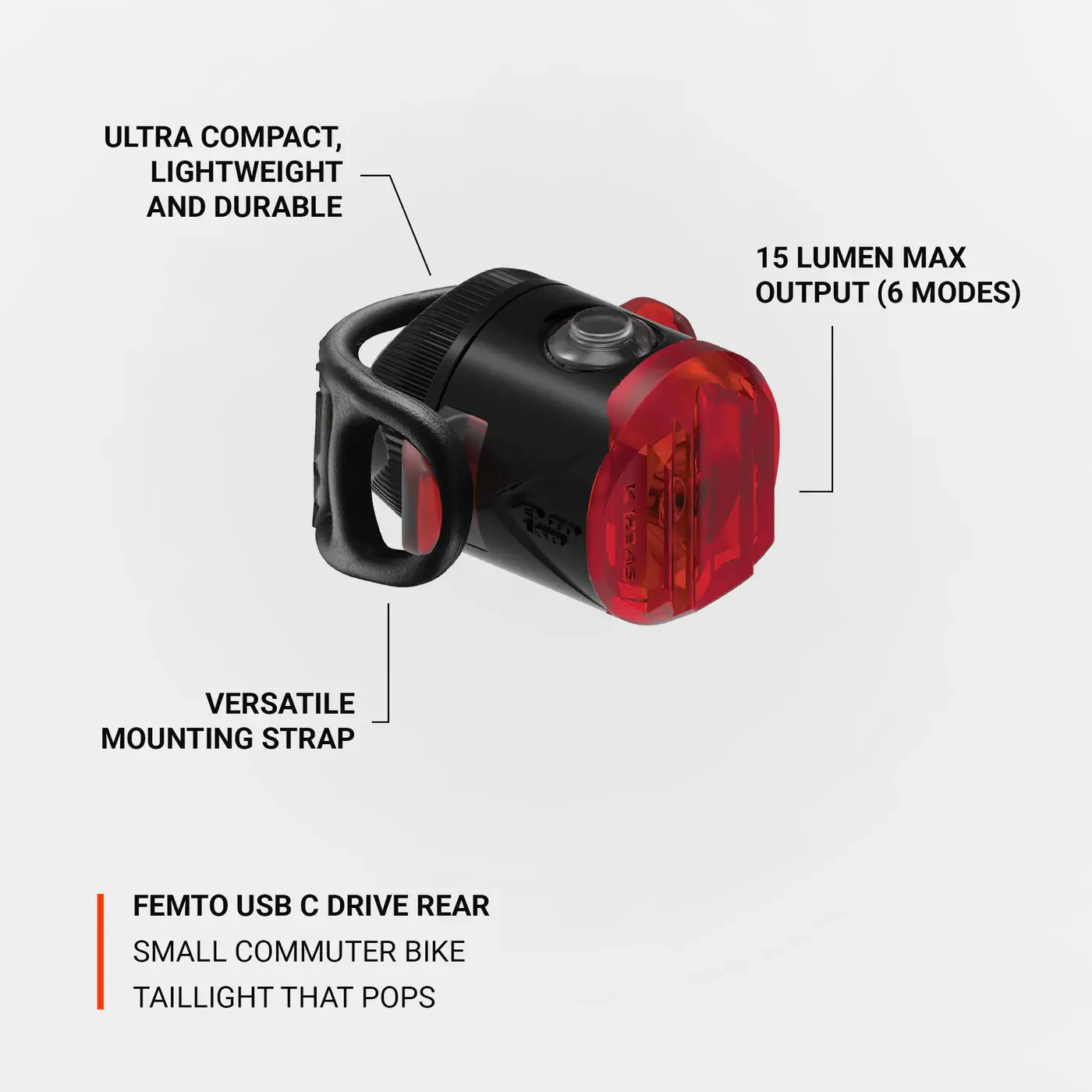 Lezyne Femto USB C Achterlicht Zwart
