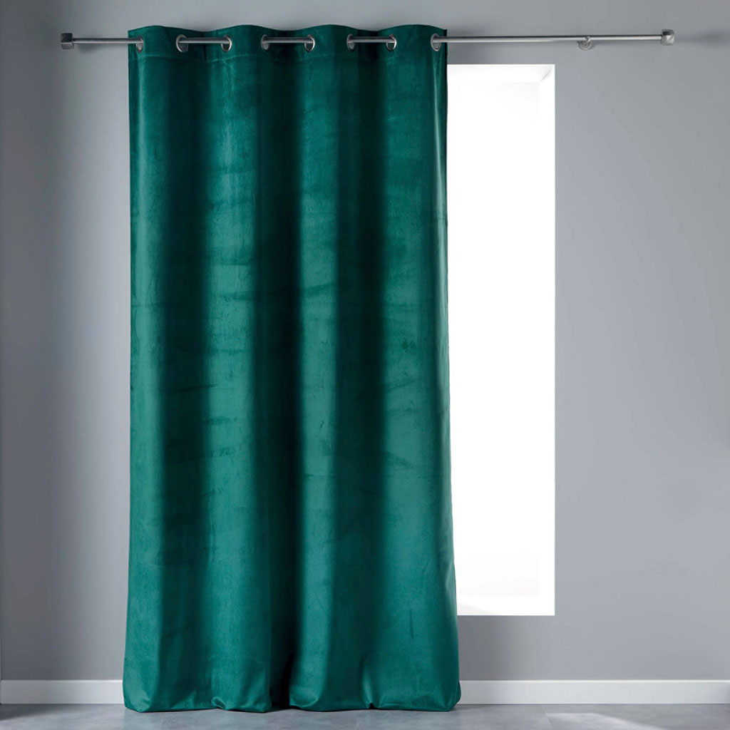 Rideau œillets VELVETINE velours pétrole 140x240cm