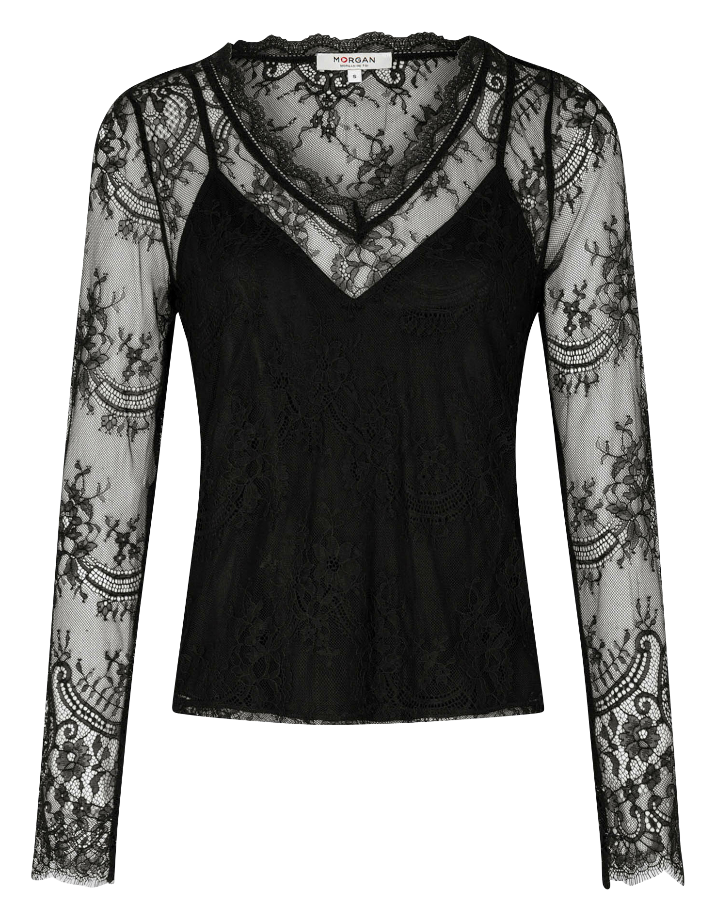 TAPA - Top col V en dentelle | Noir