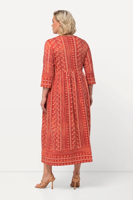 Jerseykleid, A-Linie, V-Ausschnitt, 3/4-Arm, Taschen