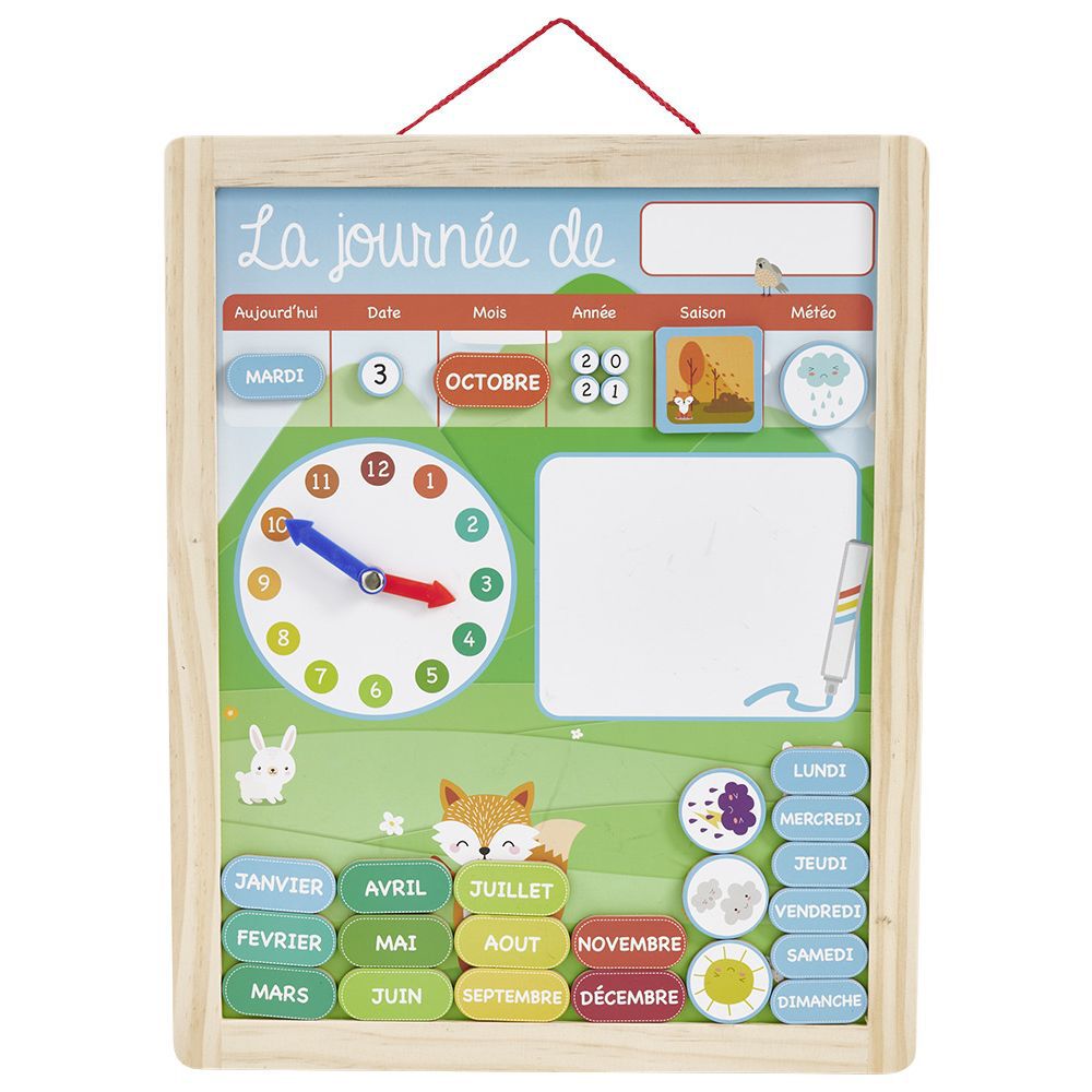 Tableau organisation enfant activités responsabilités en bois