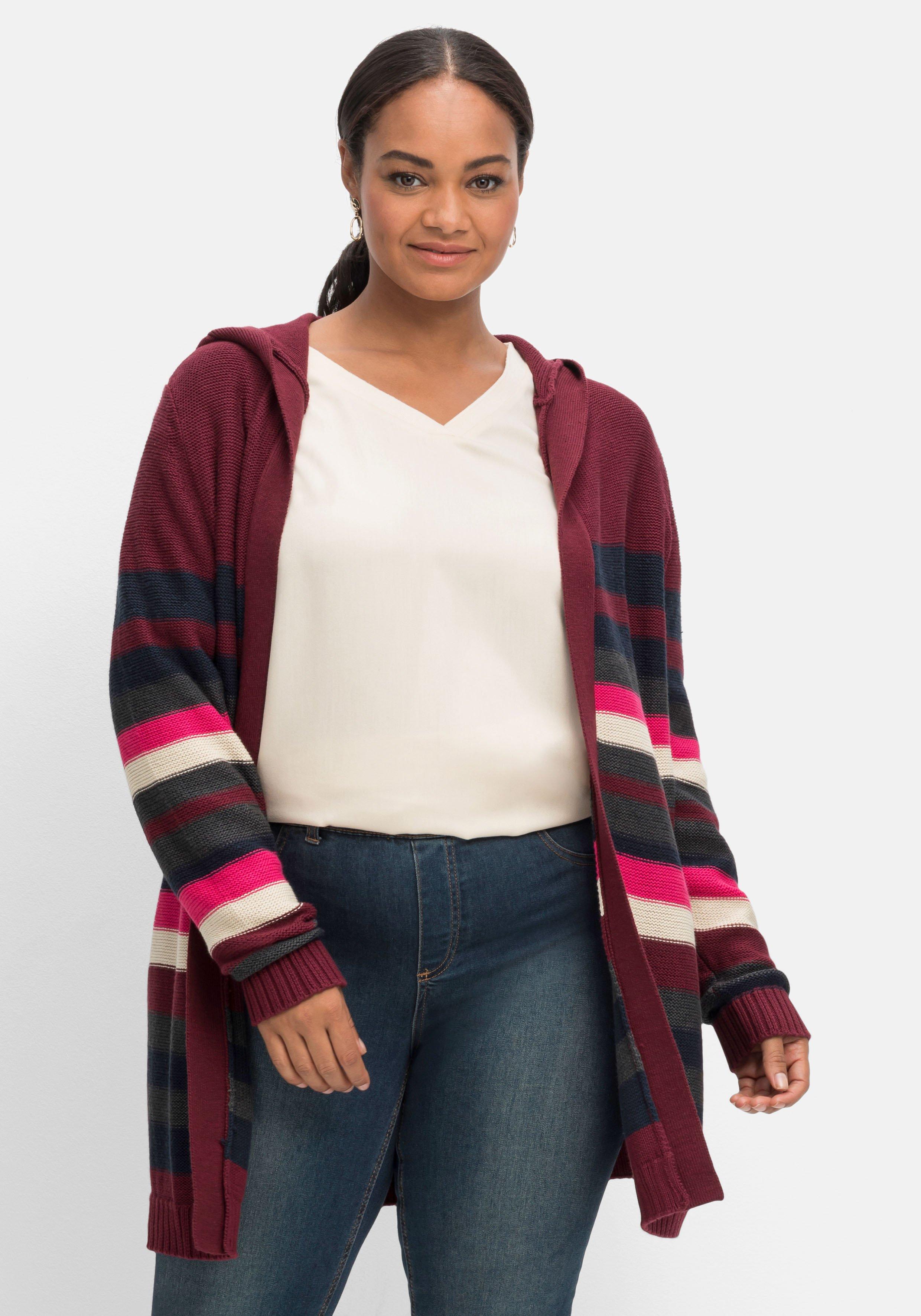 Strickjacke mit Kapuze, im Linksstrick