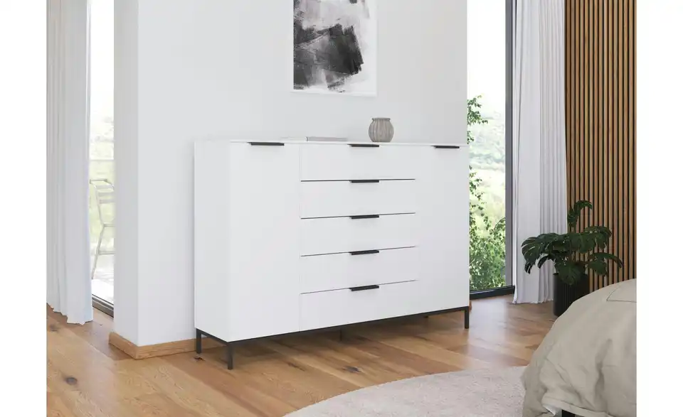 Highboard Weiß Weiß Front: Dekor, Oberboden: Dekor 160 cm Graphit