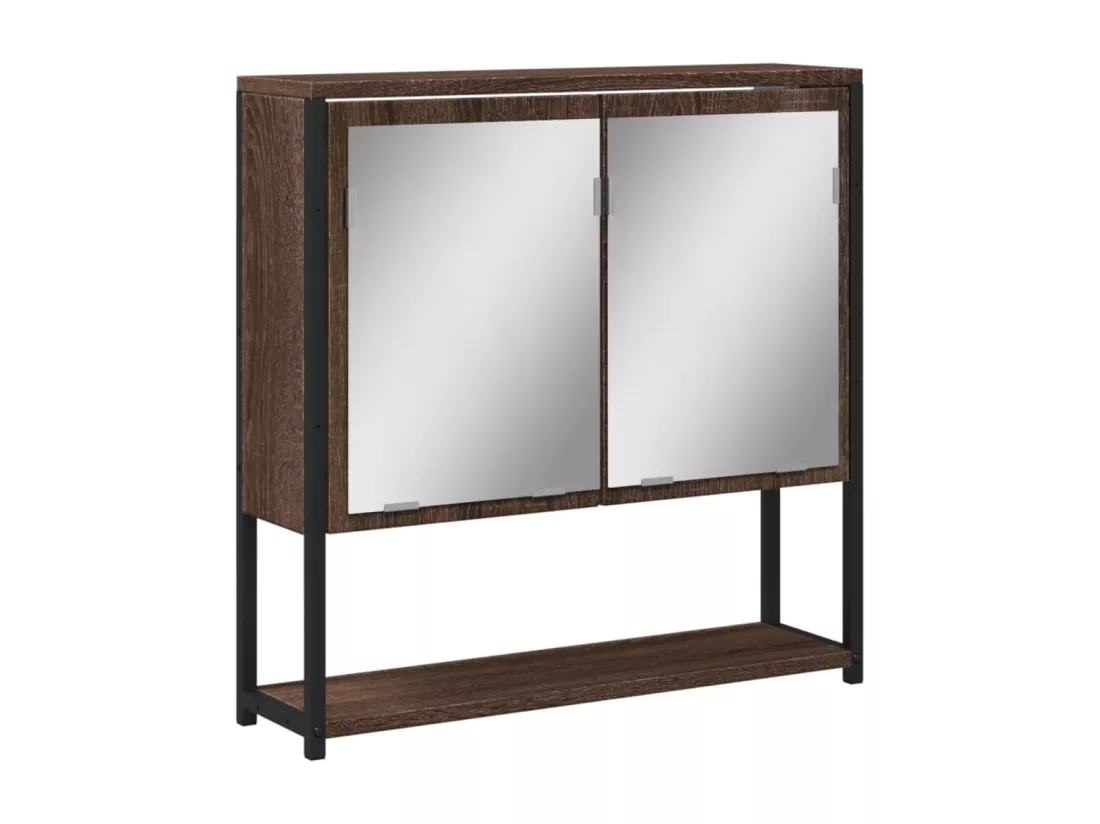 Prolenta Premium - Armoire à miroir de salle de bain chêne marron bois ingénierie