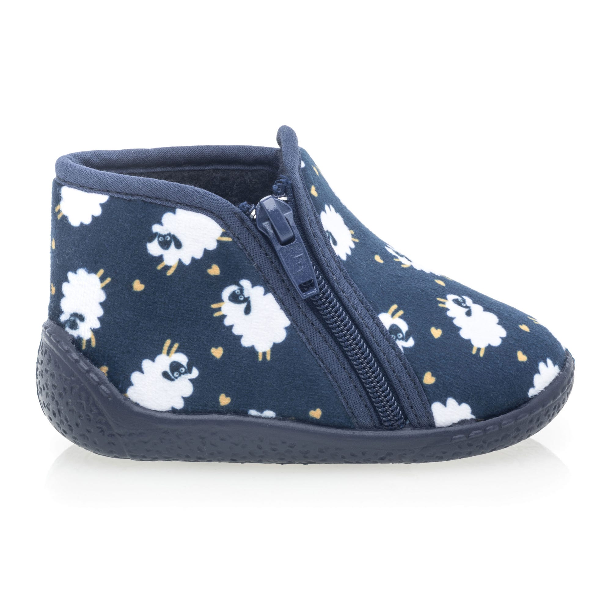 Pantoufles botillons zippés Bébé garçon bleu marine