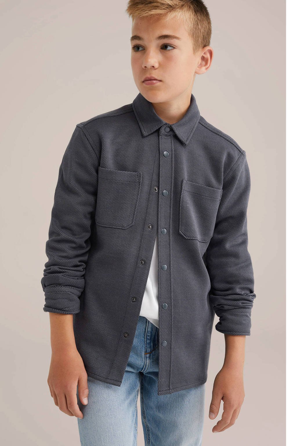 WE Fashion Blue Ridge overhemd antraciet