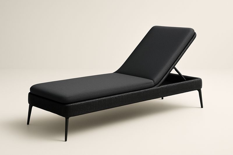 Outdoor-Liegestuhl aus Aluminium mit PE-Rattan-Geflecht, Schwarz 200x70x35 cm (LxBxH)