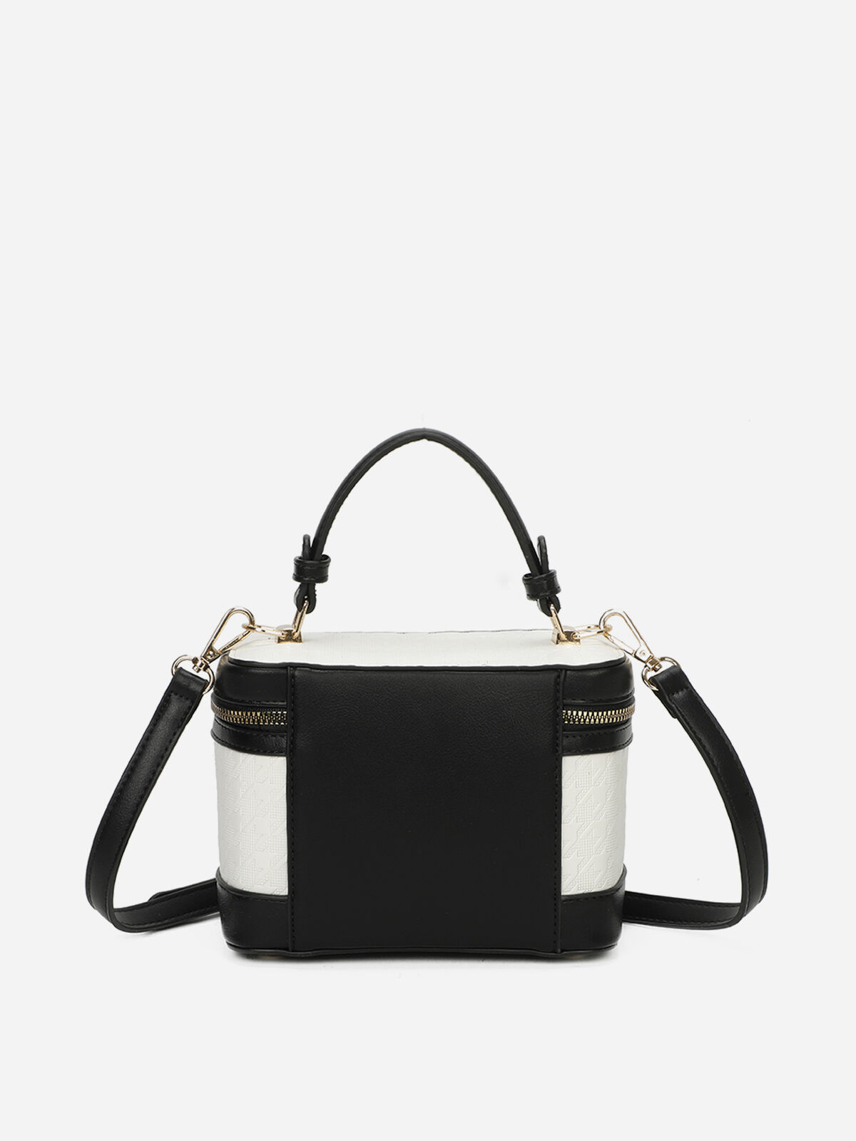 Petit sac vanity bi-matières- Blanc / Noir