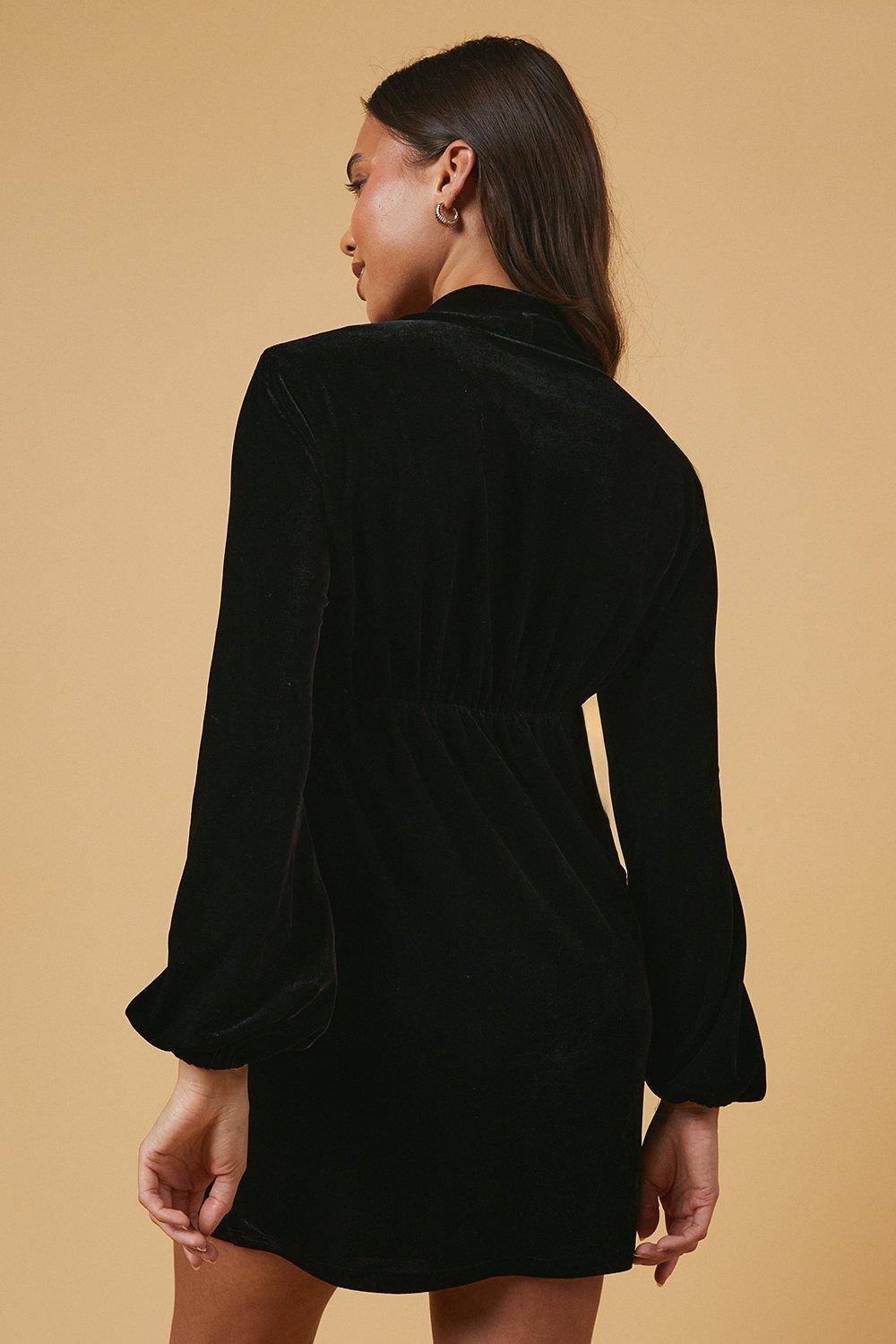 Oasis Robe Mini en Velours à Col Noué Petite Occasion