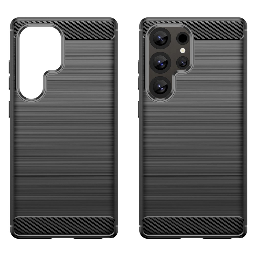 Samsung Galaxy S25 Ultra Gummi Case Schutzhülle Carbon Look - Schwarz