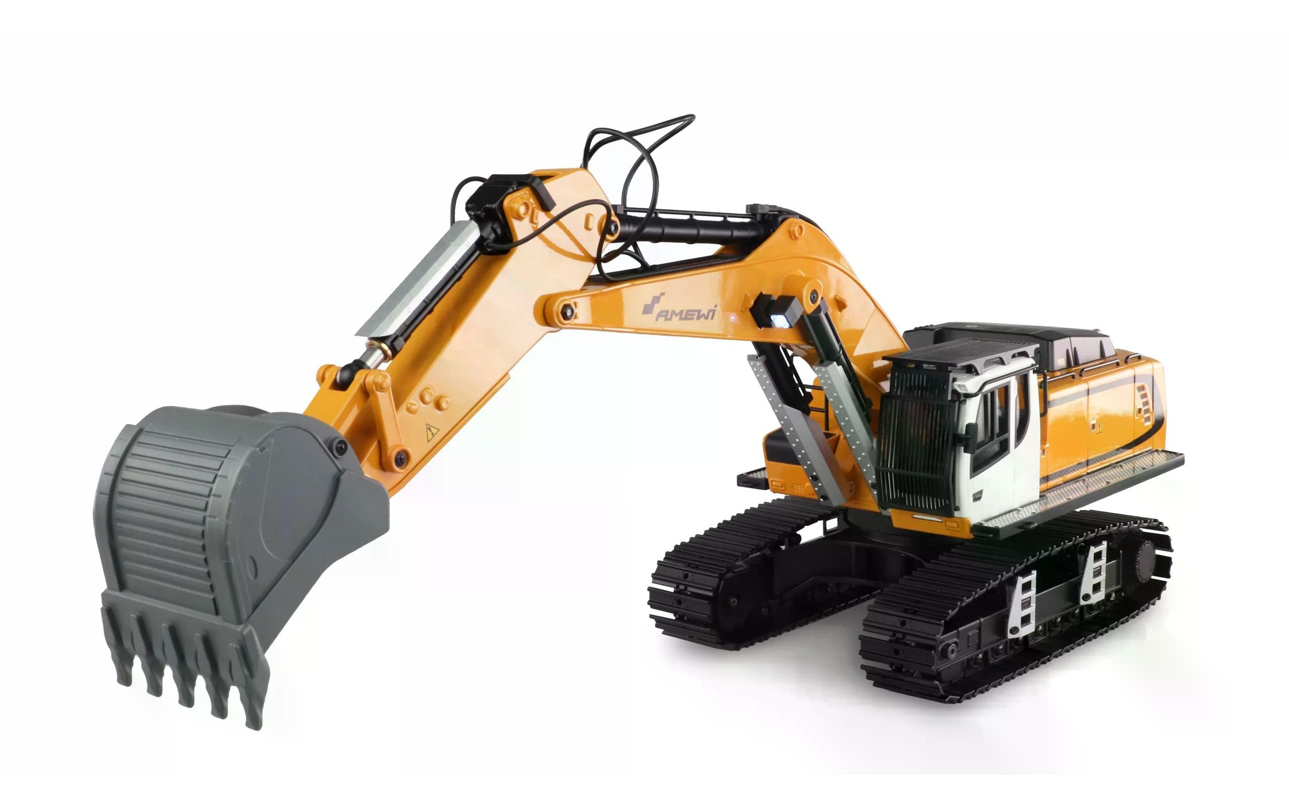 Kettenbagger G106E Vollmetall Gelb, RTR, 1:14<br>Proportional steuerbarer RC Tieflöffel-Raupenbagger