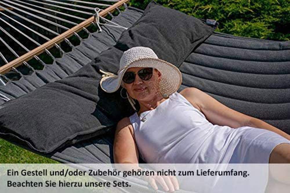 Lola Luxus Stab Hängematte gefüttert American Hammock Lifestyle, Noire mit Kissen wetterfest