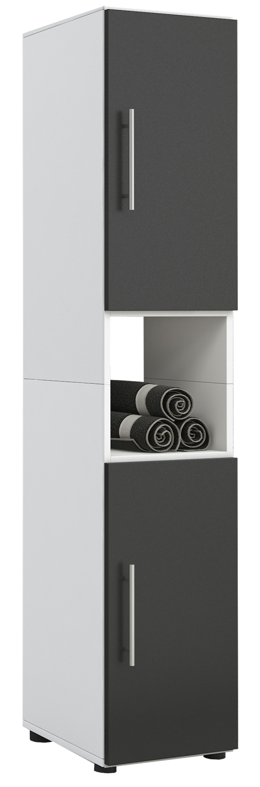 Hochschrank FLANDU - schwarz-weiß - 160 cm